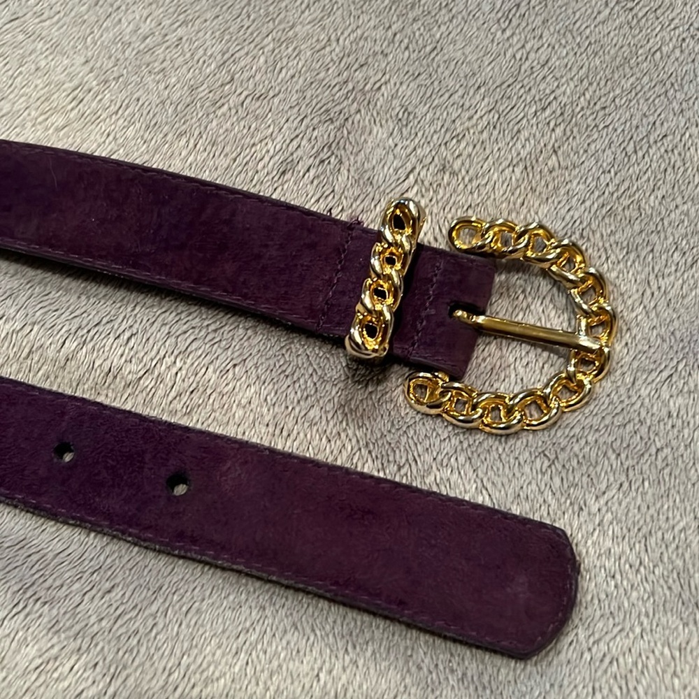 Vintage Purple Genuine Suede Leather Belt
